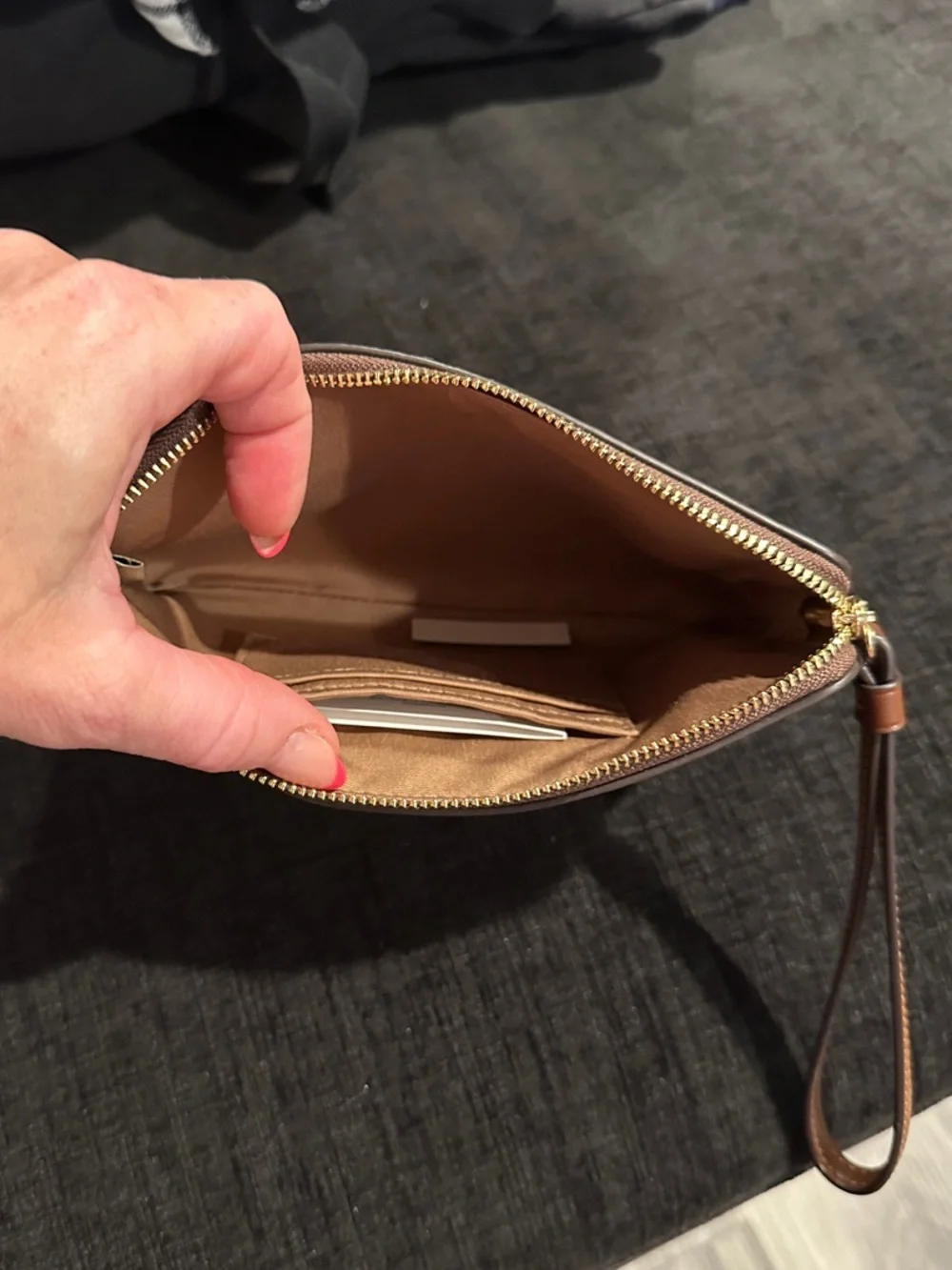 Coach Signature Canvas Wristlet in Light Brown/Tan